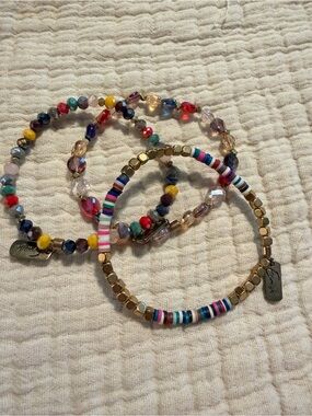 Ermish Extended Size Colorful Beaded Stretch Bracelet Set - Multi